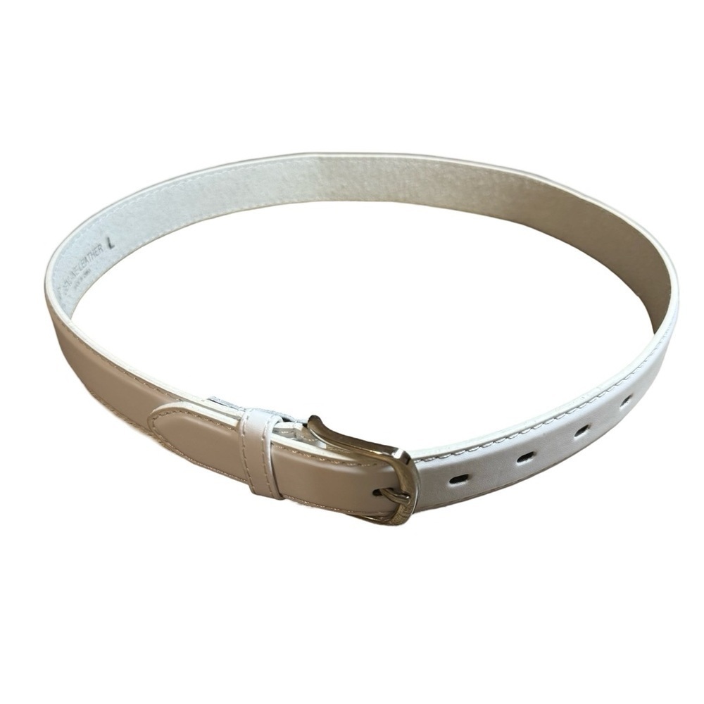 Like New Genuine Leather White Belt L, Silver Buckle kids
